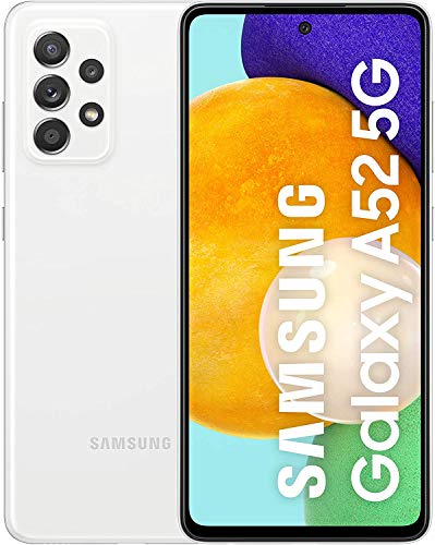 Samsung Smartphone Galaxy A52 5G con Pantalla Infinity-O FHD+ de 6,5 Pulgadas, 6 GB de RAM y 128 GB de Memoria Interna Ampliable, Batería de 4500 mAh y Carga Superrápida Blanco (Version ES)