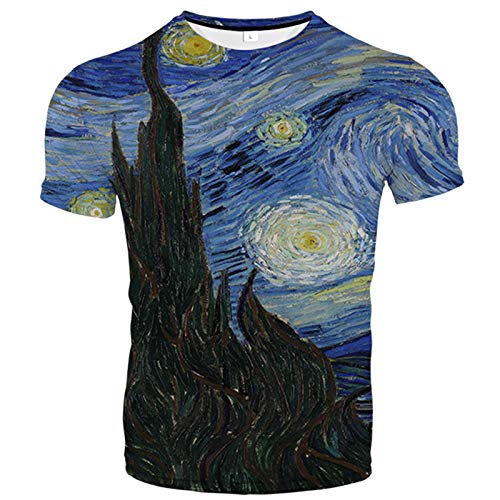 SSBZYES Camisetas De Talla Grande Para Hombre Camisetas De Hombre Camisetas De Manga Corta Para Hombre Pintura Al óleo De Van Gogh Impresión Digital 3d Camisetas De Manga Corta Con Cuello Redondo Para