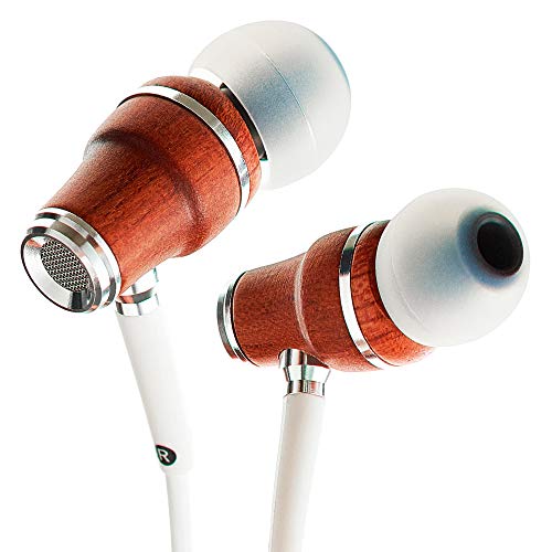 Symphonized NRG X Bubinga Auriculares de Madera con Aislamiento de Ruido con micrófono y Control de Volumen (Blanco)