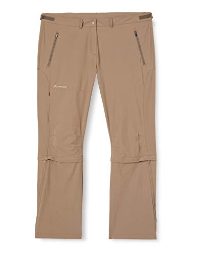 VAUDE Farley Stretch Capri T-Zip II Hose Pantalones para Mujer, marrón grisáceo, 50-Long