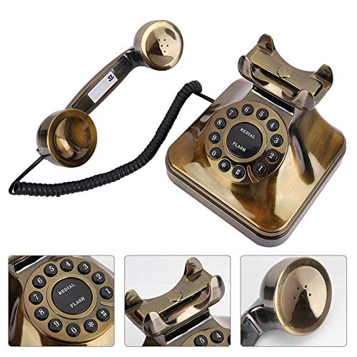 【????? ?????????】 Teléfono Fijo Antiguo clásico, teléfono Antiguo de Tienda de números de reducción de Ruido de Bronce, para la decoración Interior de la Familia del hogar