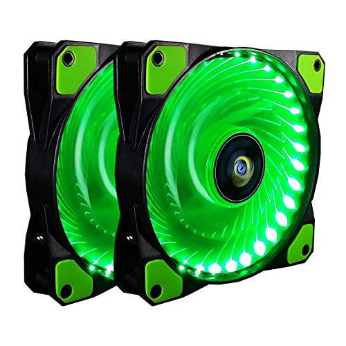 Ventilador de PC,CONISY 120 mm LED Gaming Ultra Silencioso Ventiladores para Caja de Ordenador (Verde,Doble)