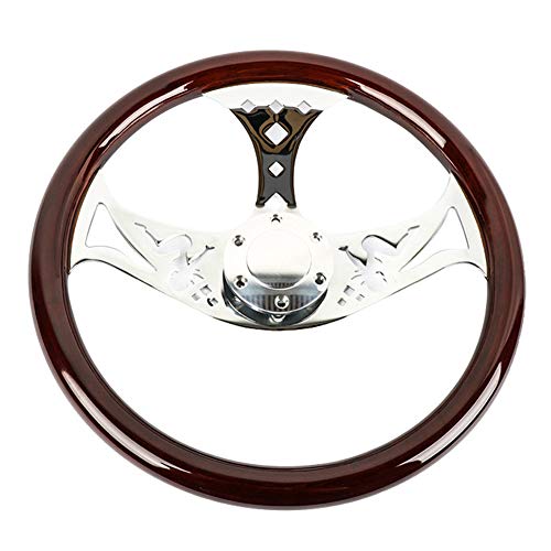 Volante con diseño de madera,Asudaro Volante de automóvil Volante de carreras retro Volante de dirección universal de 15 pulgadas / 380 mm Volante de automóvil de época Volante deportivo