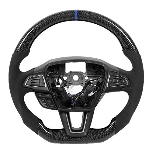 Volante para Focus ST RS Mk3 2015-2018, volante de fibra de carbono ante con costuras(azul)