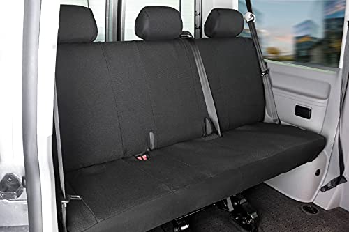 WALSER 10518 Funda de asiento de coche ajuste de transportador, funda de asiento de tela antracita compatible con VW T6, banco de 3 plazas