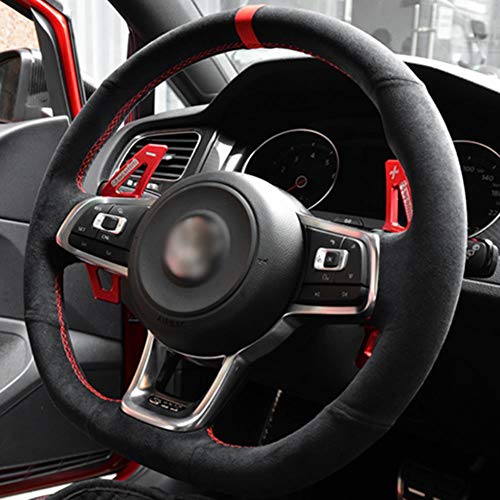 YHDNCG Cubierta de Volante de Coche Cosida a Mano, para Volkswagen VW Golf 7 GTI Golf R MK7 VW Polo GTI Scirocco 2015