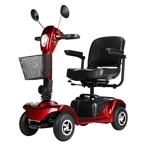 ZZUU Scooter Electrico Minusvalido Moto para Personas Mayores Vehículo De Movilidad | con Luces De Freno, Faros, Intermitentes/4 Ruedas,Red
