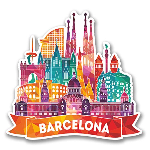 2 x 10 cm Barcelona Catalunya España vinilo adhesivo etiqueta de equipaje de viaje #6381 (10 cm de ancho x 9,5 cm de alto)