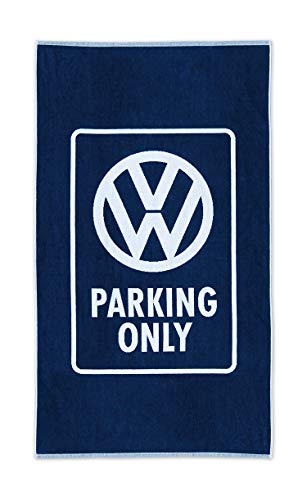 BRISA VW Collection - Volkswagen Bus T1/T2/T3/T4/T5/T& Golf Escarabajo Gran Toalla de Algodón Suave para Baño, Playa y Sauna como Idea de Regalo/Camping/Outdoor/Souvenir (Parking Only/Azul)