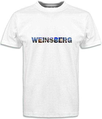 Camiseta con estampado en el pecho de colores para hombres con nombres de ciudades Weinsberg Gr.M Blanco