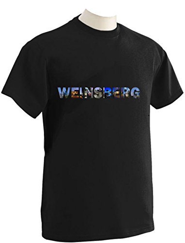 Camiseta con estampado en el pecho de colores para hombres con nombres de ciudades Weinsberg Gr.M negro