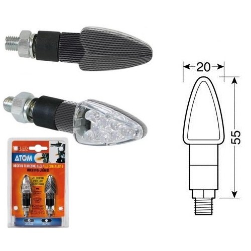 Compatible con Gilera XR2 125 par de Intermitentes de LED 12 V Carbono Look homologados para Moto Lampa 90100 Atom luz Naranja indicador de dirección