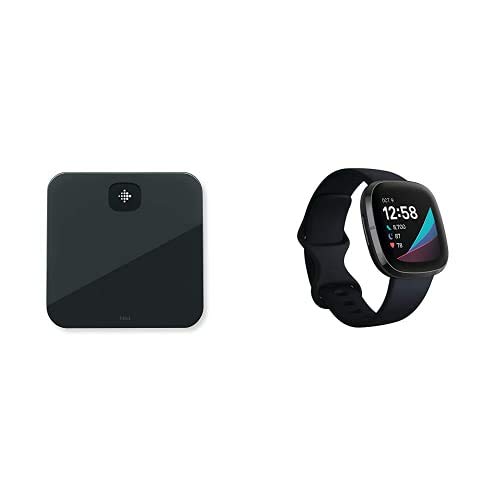 Fitbit Sense - Smartwatch avanzado de Salud con Herramientas avanzadas de la Salud del corazón + Fitbit Aria Air Scales Black, Unisex-Adult, One Size