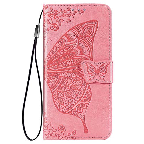 KERUN Funda para Xiaomi Poco X3 Pro | X3 NFC Funda Libro, Carcasa con Tapa Cierre Magnético en Cuerode Estampado en Relieve 3D, FILP Cover Case con Ranuras para Tarjetas e Cartera Estuche.Rosado