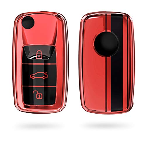 kwmobile Funda Compatible con VW Skoda Seat - Carcasa para Llave del Coche VW Skoda Seat Llave de Coche de 3 Botones - diseño Rally kwmobile Funda Compatible con VW Skoda Seat - Carcasa para Llave del Coche VW Skoda Seat Llave de Coche de 3 Botones - diseño Rally