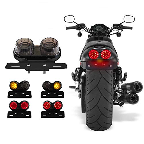 Luz trasera de la motocicleta 40W 40-LED doble integración de luz de freno Señal de giro Luz de conducción Soporte de matrícula Adecuado para Harley (negro)