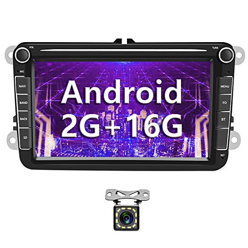 Radio para Coche Android para VW GPS 2G+16G Camecho 8'' Pantalla Táctil Bluetooth Car Reproductor Estéreo WiFi FM Radio Receptor Dual USB para VW Golf Polo Touran Tiguan Seat Altea