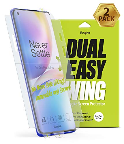 Ringke Dual Easy Wing Film [2 Unidades] Diseñado para Protector de Pantalla OnePlus 8 Pro, Protección Clara Fácil de Instalar Cobertura Total Protector Pantalla OnePlus 8 Pro