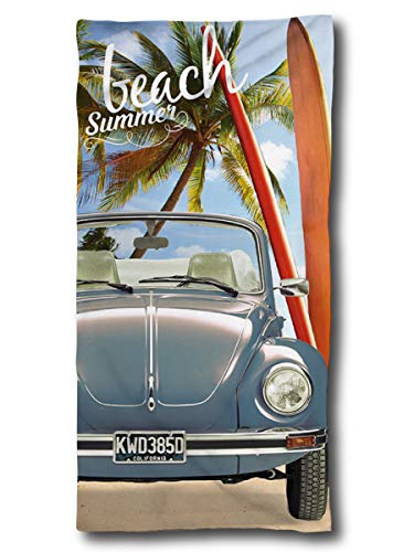 Toalla de baño Volkswagen Escarabajo 75 x 150 cm | Regalo de VW Oldtimer | VW Toalla de baño de pato de algodón | Camping toalla de playa Volkswagen T1 T2 T3