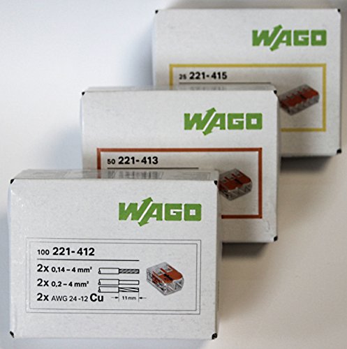 Wago Set de 221 bornes 100 x 221-412, 50 x 221-413, 25 x 221-415 | Conector de cable – Original Wago Naranja