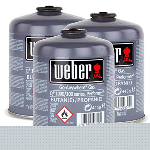 Weber 26100 - Cartuchos de gas para serie Q 100 y Performer Touch-N-Go (3 unidades)