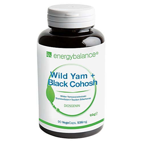 Wild Yam, Dioscorea, Raíces de ñame salvaje + Black Cohosh, cimicifuga, Actaea racemosa 536mg | menopausia | vegano | HACCP | sin gluten | 90 VegeCaps
