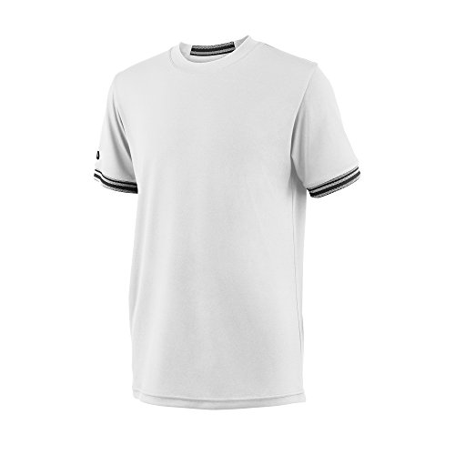 Wilson Camiseta de tenis de manga corta para niño, B Team Solid Crew, Poliéster, Blanco, Talla: XL, WRA770201