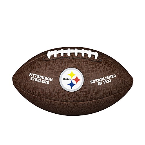 Wilson WTF1748XBPT Balón de Fútbol Americano, Nfl Team Logo - Steelers, Tamaño Oficial, Logo de Los Steelers de Pittsburgh, Uso Recreativo o Coleccionismo, Pvc, Marrón