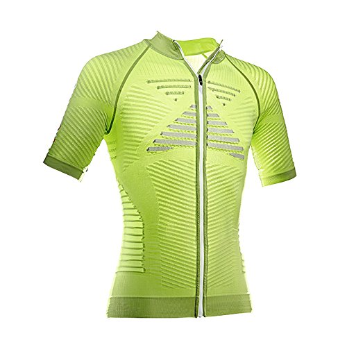 X-Bionic Adultos en función de la Ropa de Ciclismo para Hombre effektor energía OW Camiseta SH SL Full Zip, Primavera/Verano, Unisex, Color Green Lime/Pearl Grey, tamaño S