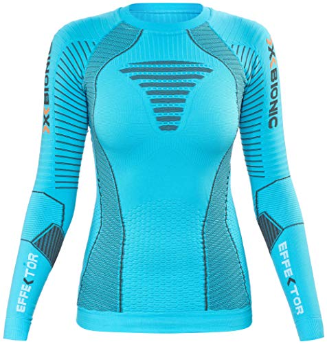 X-Bionic Camiseta M/L Running Effektor Power Mujer, Turquesa/Antracita