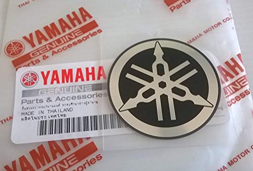 Yamaha 100% Original 45mm Diámetro Diapasón Emblema Adhesivo Logo Plata / Motociclismo Negro / Jet Ski / Atv / Nieve