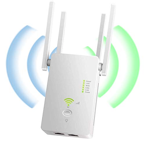 YingStar Repetidor WiFi Largo Alcance Amplificador Señal WiFi 1200Mbps Extensor Red WiFi 2.4GHz 5GHz Extender WiFi Inalámbrico 4 Antenas Externas Punto Acceso Repeater WiFi Booster Ap Enrutador WiFi